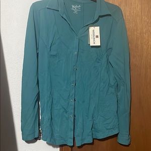 Long sleeve button up wool rich shirt